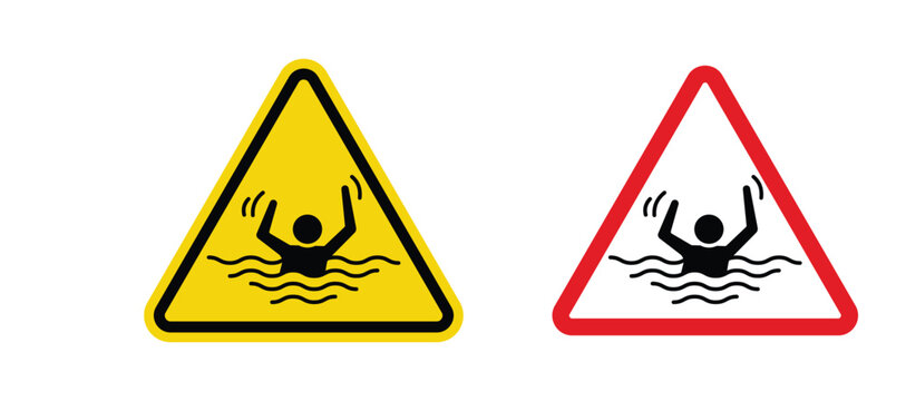 Risk of drowning warning sign design illustration drawings