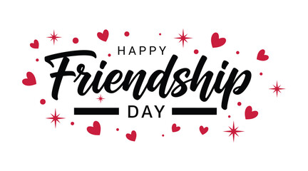 Happy friendship day greeting with hearts and stars isolated on white background © Rayhan