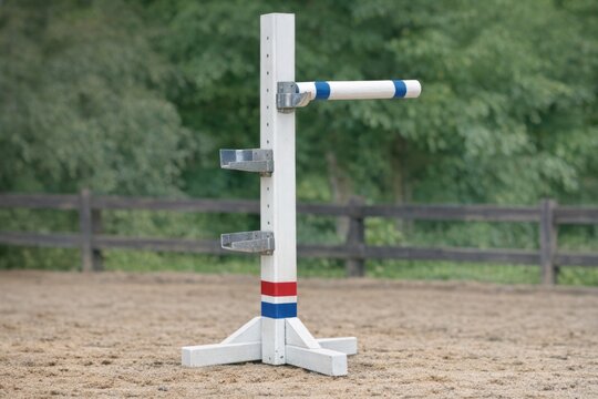 A white pole with red and blue extensions, often used for signaling or marking