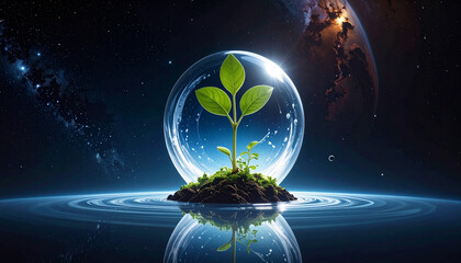 Plant growing inside a protective sphere
