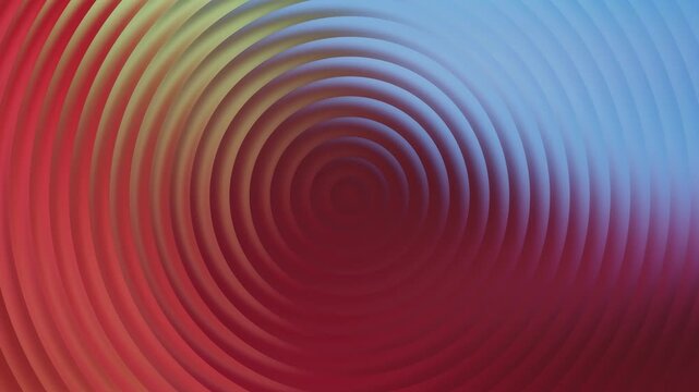 4K stock gradient background footage with a circle striped pattern with a fractal glass effect in red blue and yellow colors