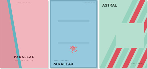 Modern graphic design mood board interface displaying geometric event posters and typography inspiration © golam