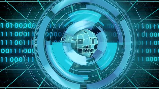 Right ring sliding in, holographic assembly forming and rotating for revealing inner wireframe