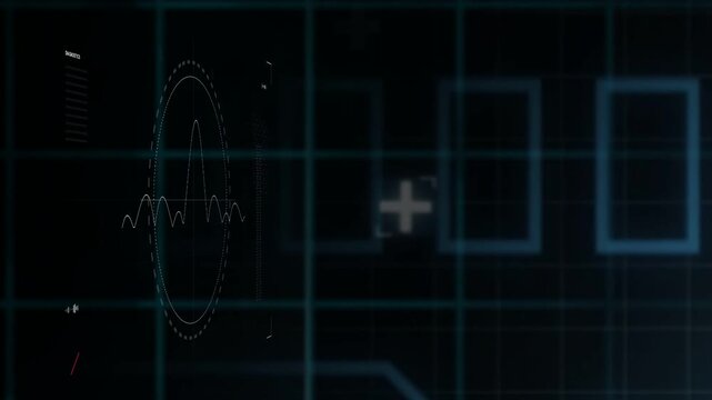 Diagonal sweep starting circular scope animating, waveform tracing, rings redrawn for status check