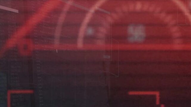 HUD reacting to red stroke, gauge filling, numbers climbing, indicating diagnostics amid glitching