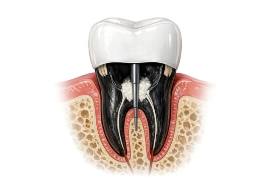 Illustration of a tooth model showing a missing tooth, useful for dental educational purposes or illustrations