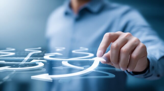 Hand Choosing Navigation Tool with Clear Background and Directional Arrows