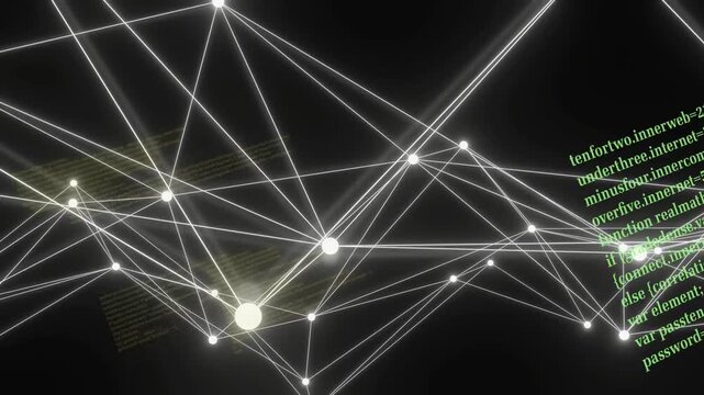 Camera panning, network reconfiguring, panels shifting and rotating to reveal code structure