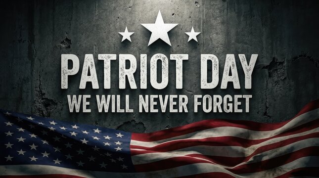 Patriot day remembrance honoring 9 11 heroes with stars and stripes memorial graphic