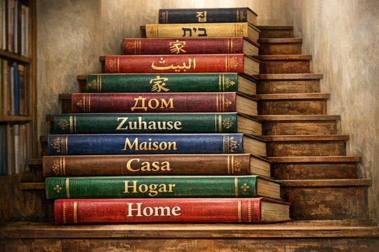 A stack of books sitting on top of a wooden staircase, perfect for representing a cozy reading nook or a student's study space