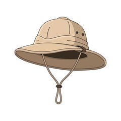 Tan safari hat illustration on a white background © Imagevector
