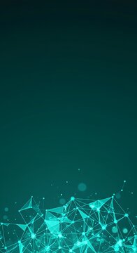 Abstract Geometric Network Of Dots, Peer To Peer Education Concept, Teal Tones, Huge Space For Text