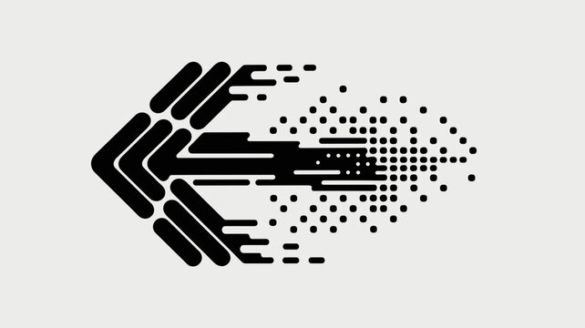 Abstract pixel dissolution arrow &ndash; Ideal for digital migration, data transformation, or technological evolution branding.