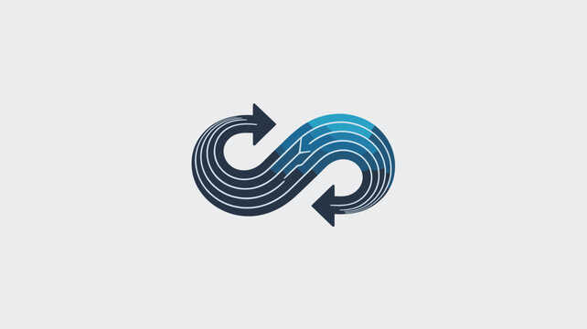 Minimalist navy infinity arrow &ndash; Ideal for secure cycles, continuous improvement, or timeless innovation.