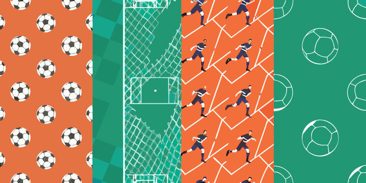 Soccer pattern collection with balls players and goalpost design