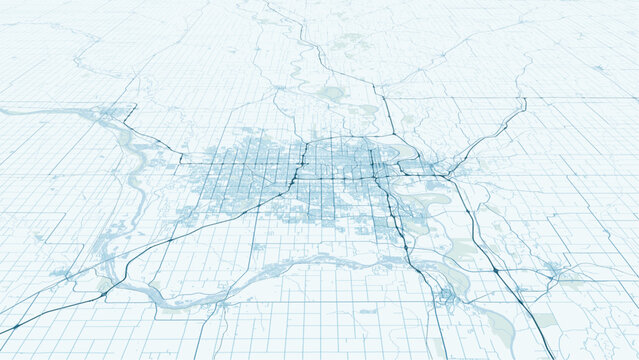 Modern minimalist vector map of Omaha, Nebraska, USA. High-quality scalable illustration of Omaha city grid, Missouri River, and downtown layout for posters and urban design.