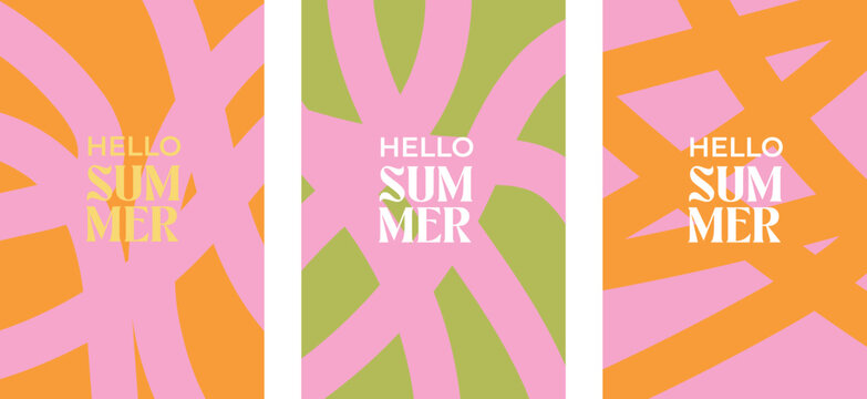 Creative summer abstract juicy poster set. Summer abstract templates  design with wavy shapes and lines.