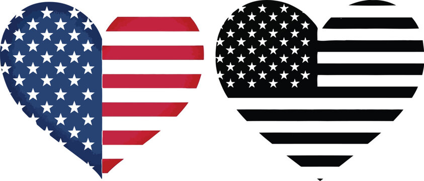 American flag heart pair graphic patriotic symbolism for united states designs