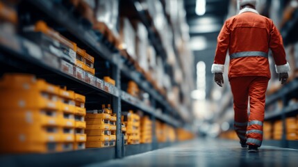 Fototapeta premium Interior Logistics Warehouse with Staggered Product Groupings
