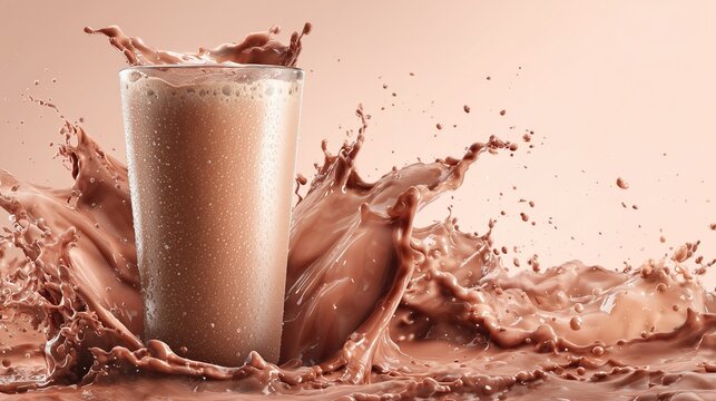 Chocolate Milk Full Glass Asset Chocolate Milk Spl Fcbfebcabab Digital Illustration Image Graphic Visual Background For Marketing Presentation Print M