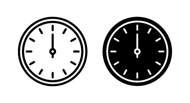 Clock Icons, Time Symbols, Round Watch Faces, Vector Graphics for Timekeeping