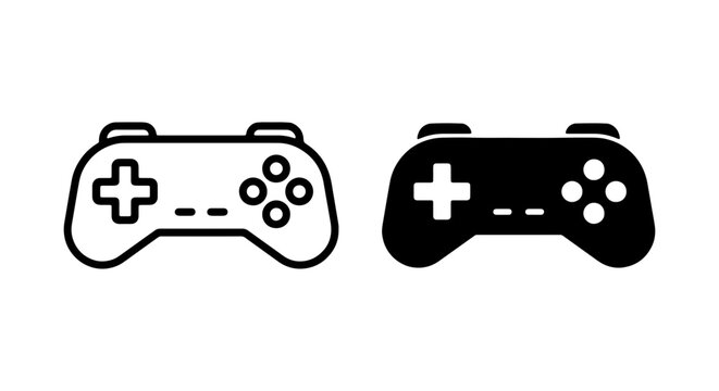 Video Game Controller Icons, Gaming Joysticks, Retro Entertainment Vector Graphics