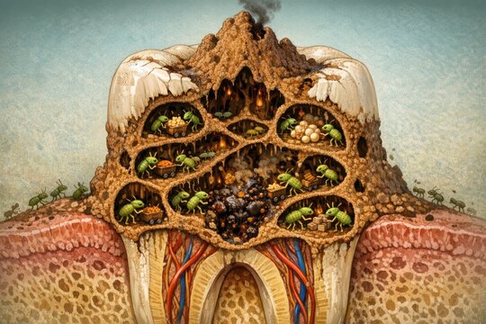 A tooth with a hole in it