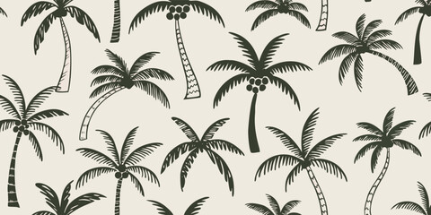 Sketch style palm trees pattern for tropical and summer themes © Sadhin07