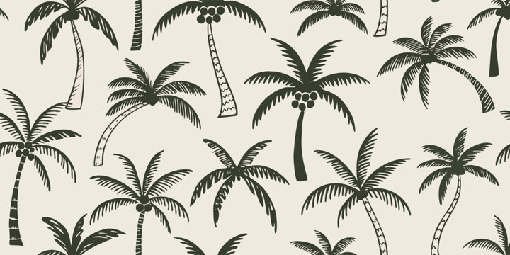 Sketch style palm trees pattern for tropical and summer themes