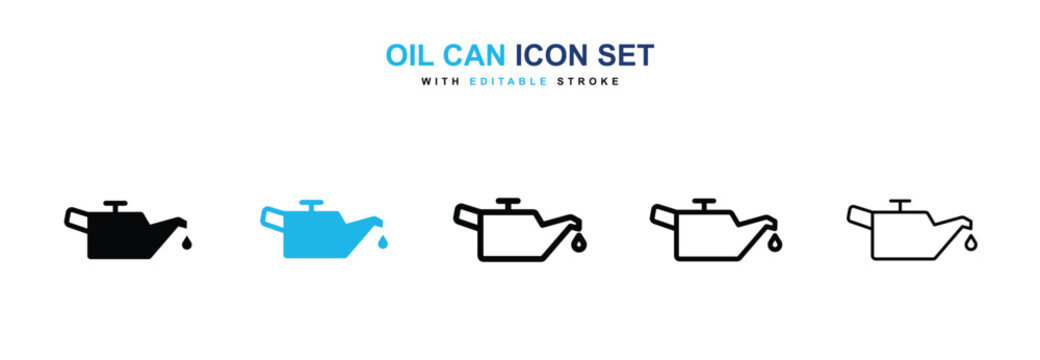 Oil can icons vector collection in black and blue colors on white background