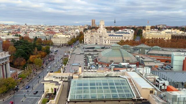 Aerial view of Madrid cityscape in autumn