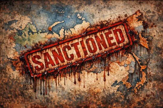 Old and worn out sign with the word sanctioned, perfect for retro or vintage themed projects