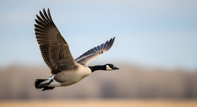 Canada goose in flight majestic bird soaring through the sky