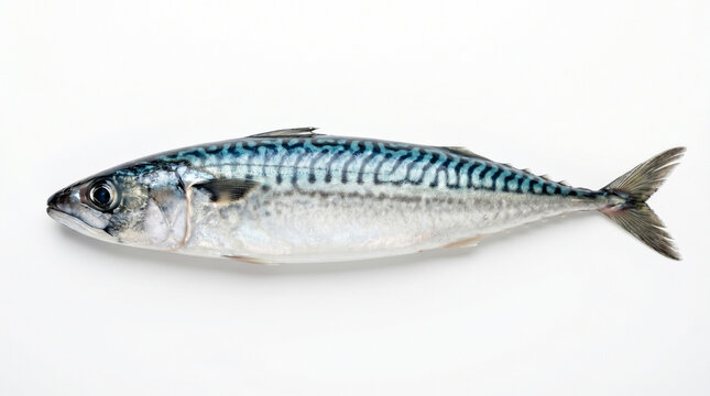 Fresh Atlantic mackerel fish with distinctive wavy blue lines on its back
