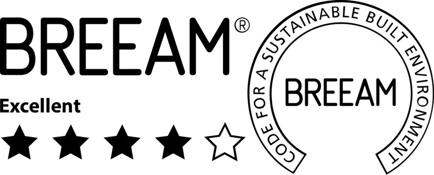 BREEAM Excellent Rating Certification Badge Vector Icon Isolated on transparent Background