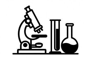 Fototapeta premium Microscope and laboratory glassware