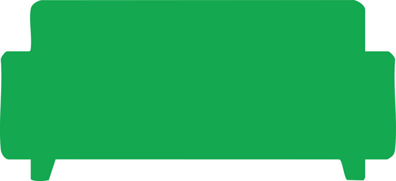Green couch or sofa silhouette on white background
