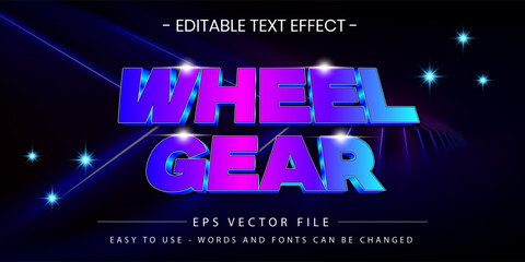 Retro Futuristic Purple Blue 3D Text Effect WHEEL GEAR © Rohib