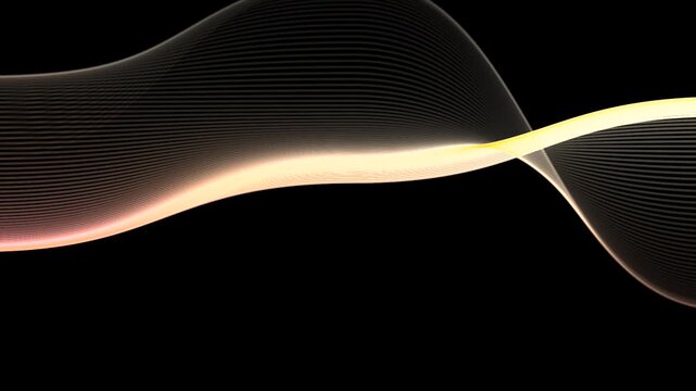 Glowing light wave on black background. colorful wave spectrum animation on black background.