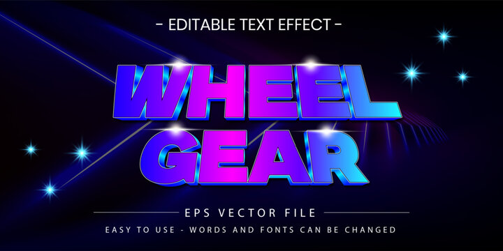 Retro Futuristic Purple Blue 3D Text Effect WHEEL GEAR