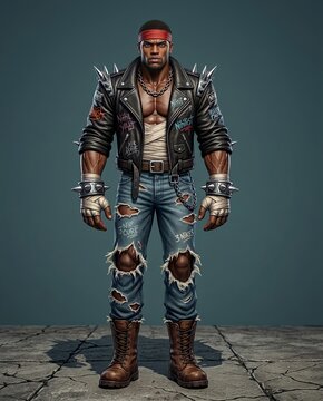 Street fighter character design with red headband and wrapped hands