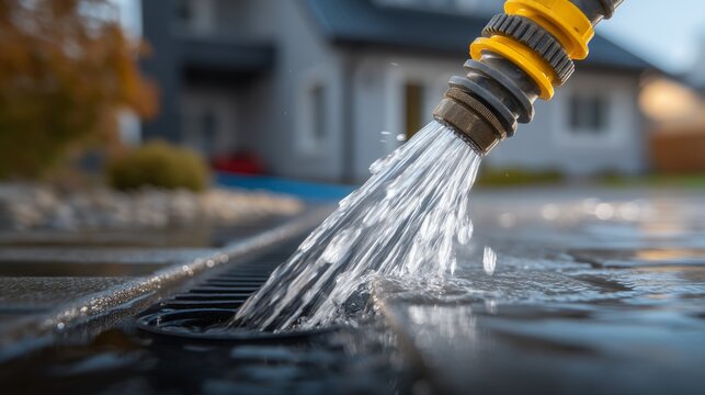 Outdoor Drain Cleaning Process Using Manual Auger Tool for Clogs
