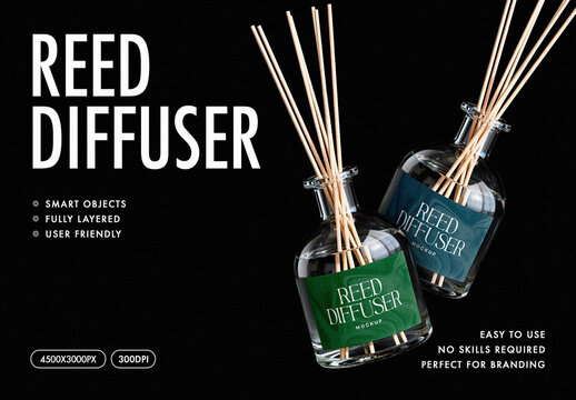 Reed Diffuser Mockup &ndash; Isolated Packaging Branding Presentation (PSD)