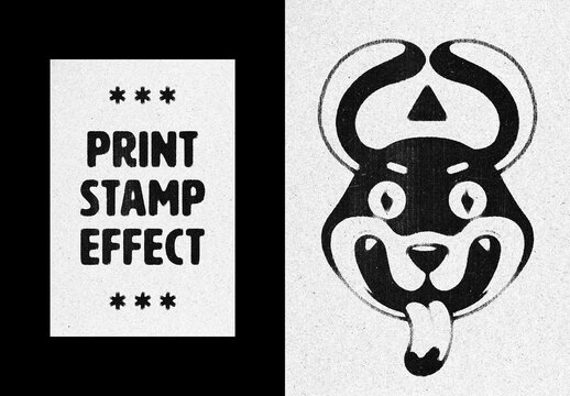Stamp Print Text Effect &ndash; Monochrome Typography for Logo, Poster & Branding (PSD)