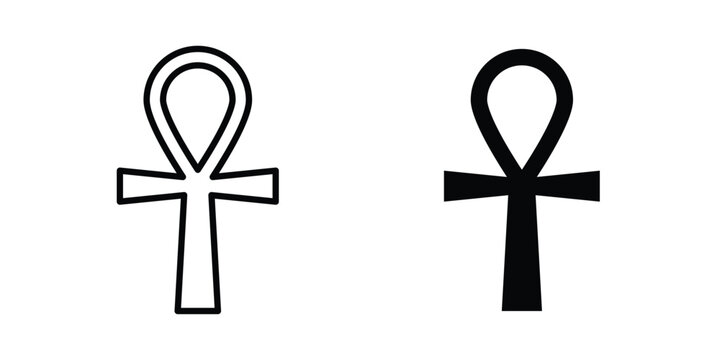 Ankh icon logo line black symbols collections.