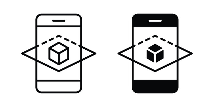 Ar apps icon logo line black symbols collections.