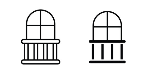 Obraz premium Balcony icon logo line black symbols collections.