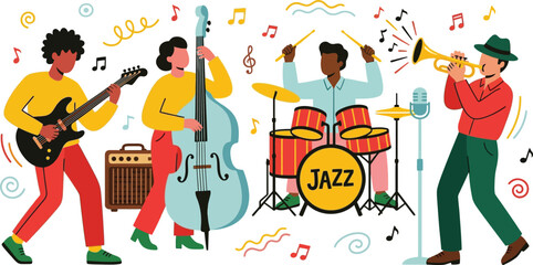 Live Jazz Band Performance with Diverse Musicians and Instruments © AbuHuraira