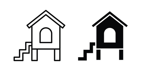Chicken coop icon logo line black symbols collections. © ramsey