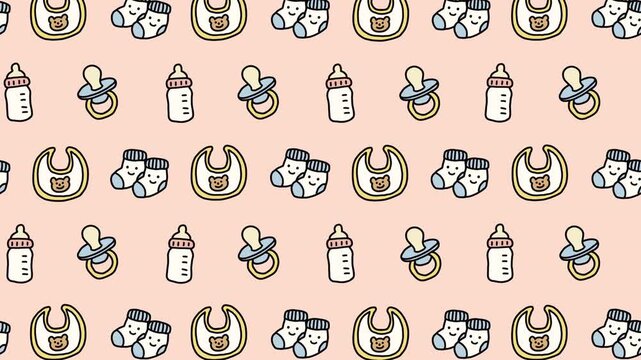 かわいいベビー用品のシームレスループアニメーション背景